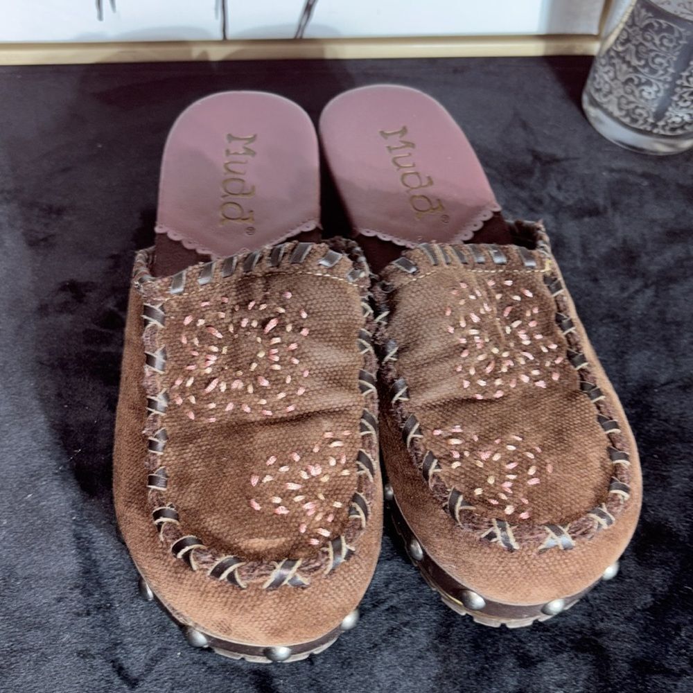 Mudd Vintage 90s Y2k Rosey Fabric Clog Embroidered - image 4